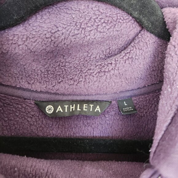 Athleta Size Large Cozy Karma Asym Pullover Sweatshirt Purple Yoga Outdoor - Picture 5 of 8